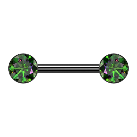 Barbell Threadless schwarz mit zwei Halbkugeln schwarz Kristall dunkel multicolor