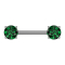 Barbell Threadless argento spesso frontale con cristallo incastonato verde