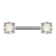 Barbell Threadless argento spesso frontale con cristallo...