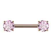 Barbell threadless rose gold thick front with crystal...