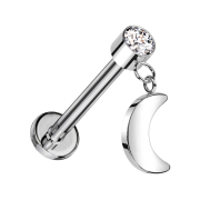 Micro Threadless Labret silver Cylinder silver Crystal...