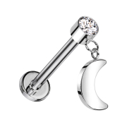 Micro Threadless Labret argent Cylindre argent Cristal...