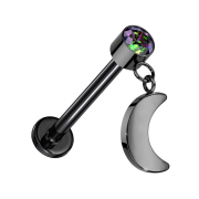 Micro Threadless Labret schwarz Zylinder schwarz Kristall...