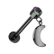 Micro Threadless Labret black Cylinder black Crystal dark multicolor Pendant Moon black