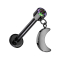 Micro Labret sans filetage noir Cylindre noir Cristal foncé multicolore Pendentif Lune noir