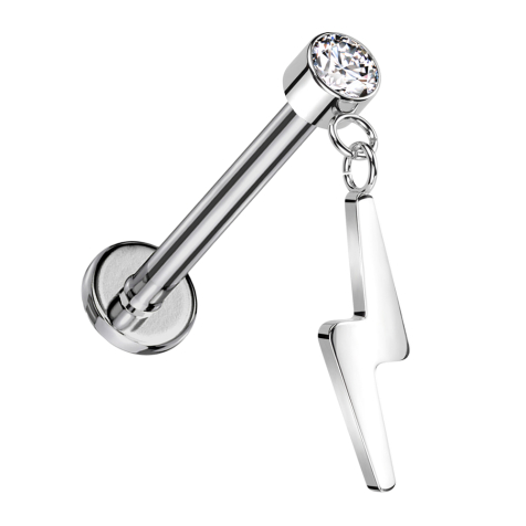 Micro Labret sans filetage argent Cylindre argent Cristal argent Pendentif éclair argent
