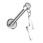 Micro Threadless Labret silver Cylinder silver Crystal...