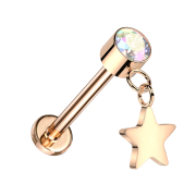 Micro threadless labret rose gold cylinder rose gold...