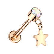 Micro threadless labret rose gold cylinder rose gold...
