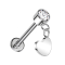 Micro Threadless Labret silver Cylinder silver Crystal silver Pendant Heart silver