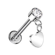 Micro Threadless Labret silver Cylinder silver Crystal...