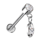Micro Threadless Labret Silver Cylinder Silver Crystal Silver Pendant Oval Crystal Silver