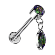 Micro Threadless Labret silver Cylinder silver Crystal...