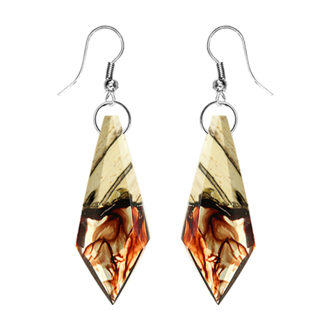 Orecchino cristallo colorante epossidico marrone in legno di tamarindo