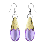 Earring drop epoxy violet made of tamarind wood