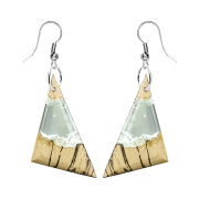 Boucles doreilles triangle époxy aqua en bois de...