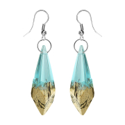 Ohrring Diamant Epoxy aqua aus Tamarind Holz