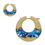 Earring donut coloring blue epoxy transparent made of...