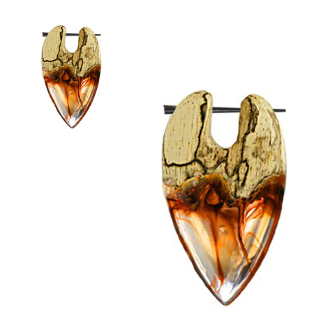 Ohrring Surf färbung Epoxy braun aus Tamarind Holz