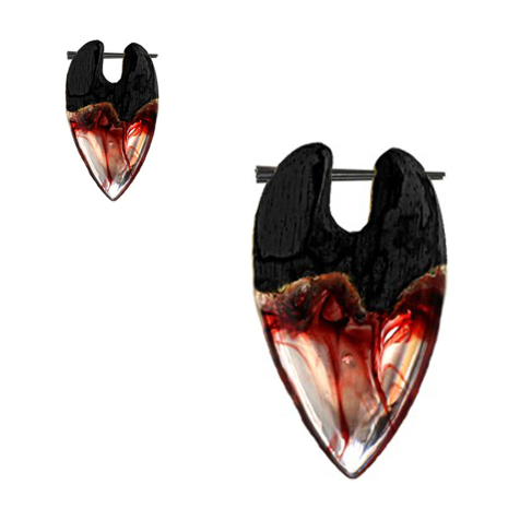 Earring surf coloring epoxy red from Arang wood