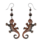 Boucles doreilles Gecko en bois de Narra