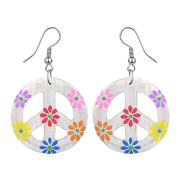 Peace earring with flowers made from Narra wood