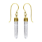 Gold-plated hexagon long quartz crystal earring