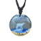 Necklace black pendant polar bear epoxy blue made of tamarind wood