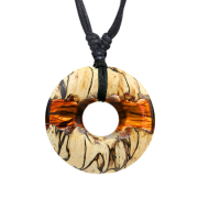Necklace black pendant donut coloring epoxy brown made of...
