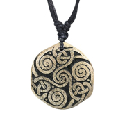 Necklace black pendant Viking pattern made of crocodile wood
