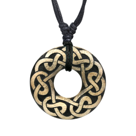 Collana nera con ciondolo a ciambella Celtic in legno di coccodrillo