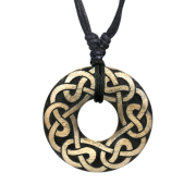 Necklace black pendant donut Celtic made of crocodile wood