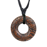 Halskette schwarz Anhänger Donut Hawaii Muster aus...