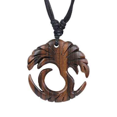 Necklace black pendant tree of life made from Narra wood