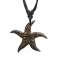 Collier noir pendentif étoile de mer avec gravure en bois Sawo