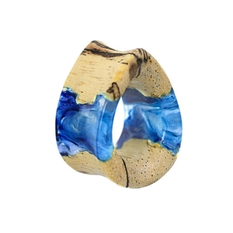 Tunnel svasato colorazione epossidica blu in legno di tamarindo