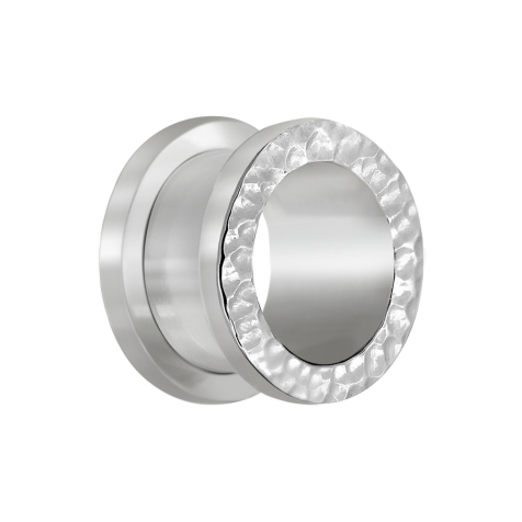 Flesh Tunnel argent martelé