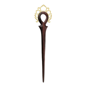 Gold-plated lotus flower hairpin made from Narra wood