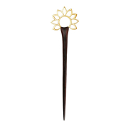 Epingle à cheveux fleur dorée en bois de Narra