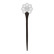 Hairpin blooming flower silver made of Narra wood