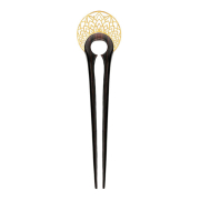 Mandala flower gold-plated hairpin made from Narra wood