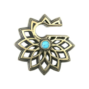 Gold-plated ear weight flower of life with turquoise stone