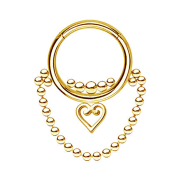 Micro segment ring hinged gold-plated balls and heart...