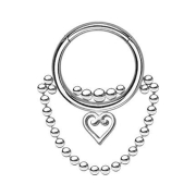 Micro segment ring hinged silver balls and heart pendant...