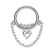 Micro segment ring hinged silver balls and heart pendant chain