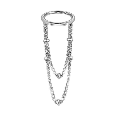 Micro Segmentring klappbar silber Anhänger waagerecht zwei Ketten Ringe