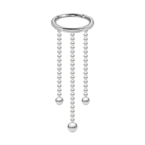 Micro segment ring hinged silver pendant horizontal three ball chains with ball