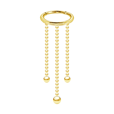 Micro segment ring hinged gold-plated pendant horizontal three ball chains with ball