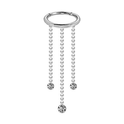 Micro segment ring hinged silver pendant horizontal three ball chains cylinder crystal silver