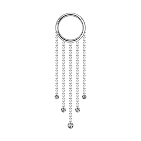 Micro anneau segment pliable argent pendentif cinq chaînes à boules cylindre cristal argent